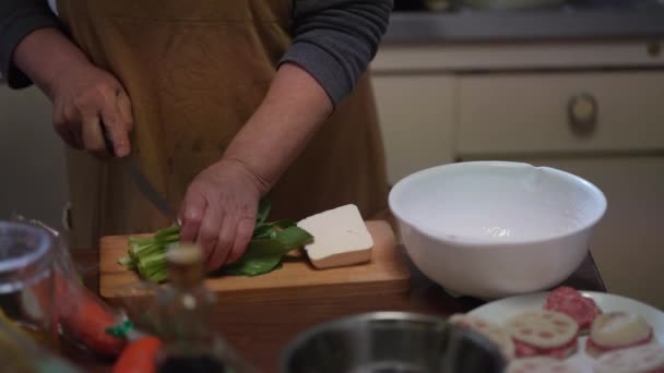 Mujer Cocinando Casa — Vídeo de stock