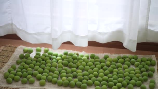 屋内で乾燥する緑のプラム — ストック動画