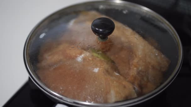 マグロの魚のシチューを作る方法 — ストック動画