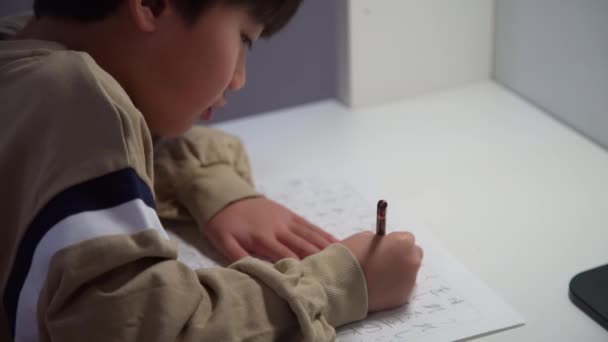 一个练习书法的男孩 — 图库视频影像