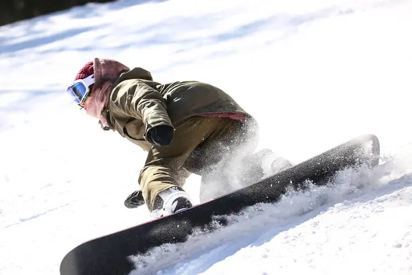 Image Woman Snowboarding — Stock Photo, Image