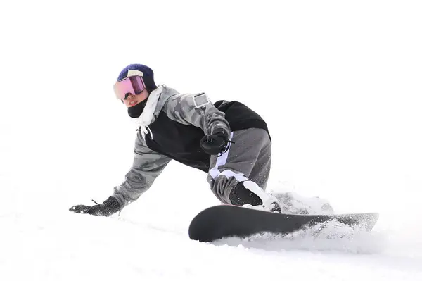 Female Snowboarder Using Action Camera — Stock Photo, Image