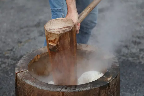 stock image How to pound mochi