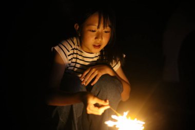 Havai fişek atan bir kız resmi