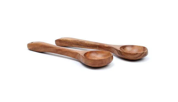 用于烹饪的木制勺子 用白色背景隔离的木制炊具 — 图库照片