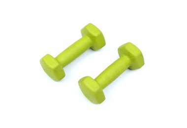  Kauçuk yalıtımlı halterler beyaz arkaplanda izole edildi