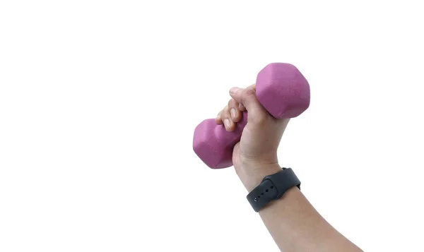 Rubber Insulated Small Dumbbell Holds Hand — Stock Photo, Image