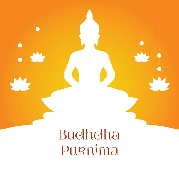 Cartaz Feliz Buda Purnima Vesak Lord Buddha Meditação Sob Árvore — Vetor de Stock