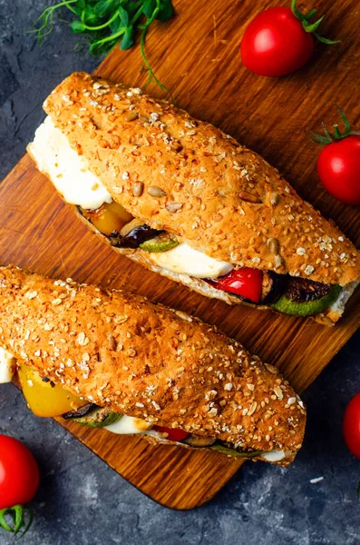 Grilled Vegetables and Mozzarella Cheese Sandwiches, Panini, Delicious breakfast or snack, Clean eating, Dieting, Vegetarian