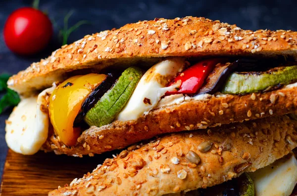 Grilled Vegetables and Mozzarella Cheese Sandwiches, Panini, Delicious breakfast or snack, Clean eating, Dieting, Vegetarian