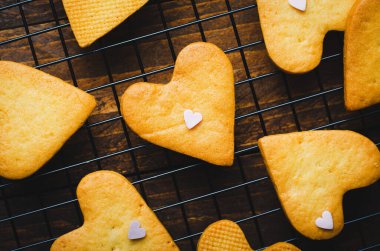 Cookies in Shape of Heart, Handmade Cookies for Valentine's Day, Mother's Day, Sweet Treat