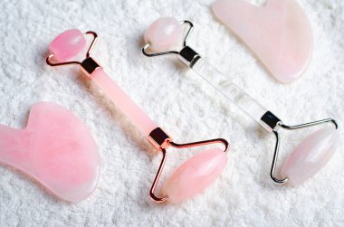Rose Quartz Roller and Gua Sha Tool, Facial Lifting Scraping Massage Treatment