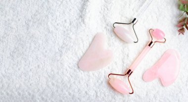 Rose Quartz Roller and Gua Sha Tool, Facial Lifting Scraping Massage Treatment
