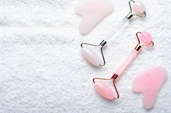 Rose Quartz Roller and Gua Sha Tool, Facial Lifting Scraping Massage Treatment