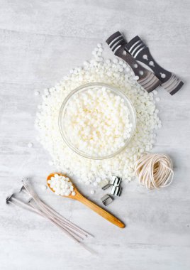 Candle Making Tools and Soy Wax, Handmade Candles, Hobby Concept