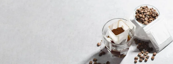 Csepp Kávé Táska Egy Csésze Coffee Trend Quick Way Brew — Stock Fotó
