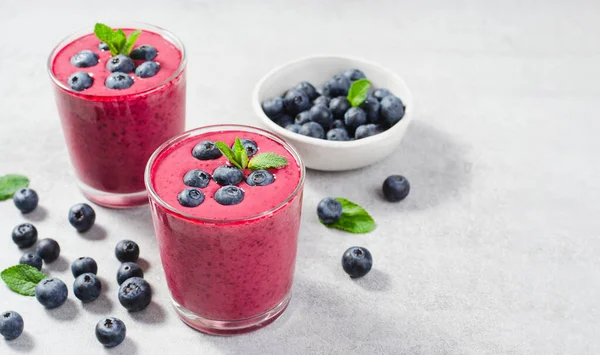 stock image Blueberry Smoothie, Tasty Refreshing Drink, Healthy Food, Vegan or Vegetarian Diet Food Concept, Bright Background