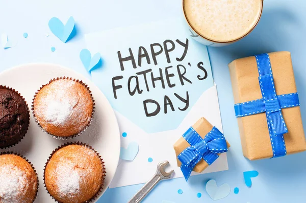 Happy Father Day Concept Kartka Życzeniami Dzień Ojca Śniadanie Uroczą — Zdjęcie stockowe
