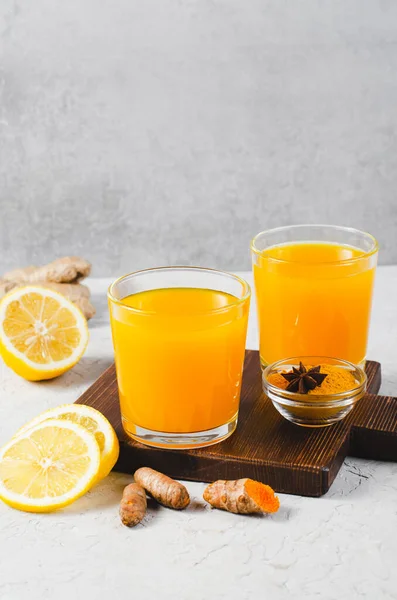 Turmeric Tea Egészséges Ital Kurkuma Fűszerek Jamu Juice Immunerősítő Ital — Stock Fotó