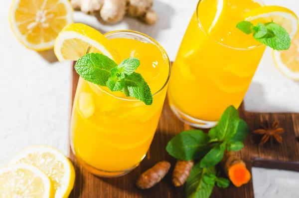 Имбирный Куркуминовый Лимонад Здоровый Напиток Куркумой Специями Jamu Juice Иммунитет — стоковое фото