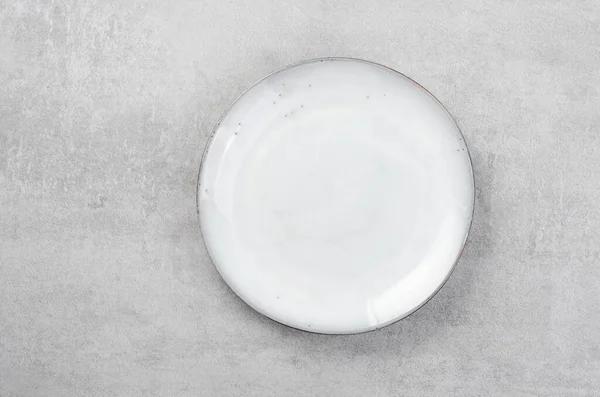 stock image Empty Plate on Light Grey Concrete Background,Top View