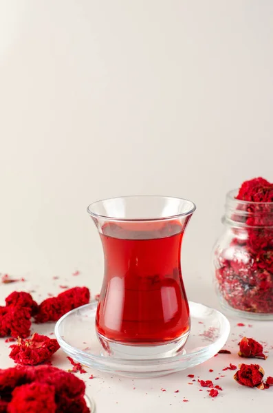 Pomegranate Tea, Dried Pomegranate Flowers, Traditional Turkish Herb Tea in Glass Cup