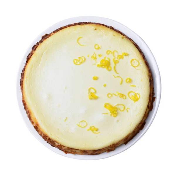 Citroen Cheesecake Ricotta Pie Griekse Melopita Cake Witte Geïsoleerde Achtergrond Rechtenvrije Stockafbeeldingen