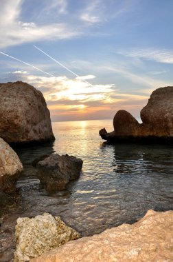 Kızıl Deniz 'de turuncu gün batımı, Mısır