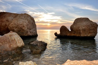 Kızıl Deniz 'de turuncu gün batımı, Mısır