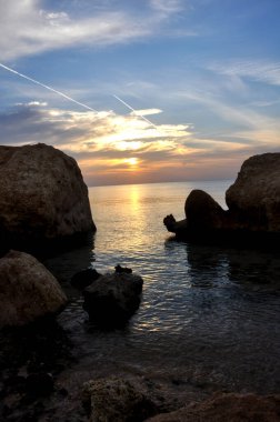 Kızıl Deniz 'de turuncu gün batımı, Mısır