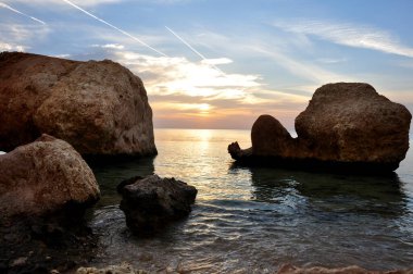 Kızıl Deniz 'de turuncu gün batımı, Mısır
