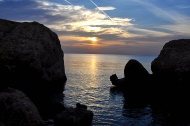 Kızıl Deniz 'de turuncu gün batımı, Mısır