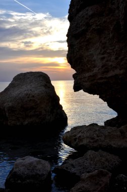 Kızıl Deniz 'de turuncu gün batımı, Mısır