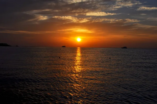 Orangener Sonnenuntergang Roten Meer Ägypten — Stockfoto