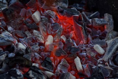 Hot red coals in the grill.  Kharkov, Ukraine