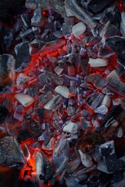 Hot red coals in the grill.  Kharkov, Ukraine