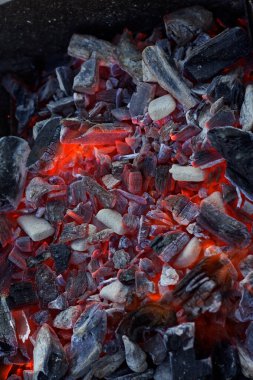 Hot red coals in the grill.  Kharkov, Ukraine