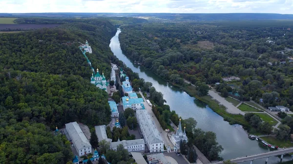 Kutsal Dormition Svyatogorsk Lavra Kuş Bakışı Artyom Anıtı Drone Fotoğrafı — Stok fotoğraf
