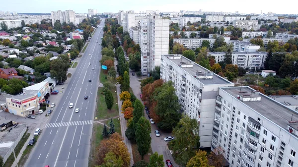 Photo Drone Quartier Résidentiel Kharkov Saltovka Nord Une Vue Oiseau — Photo