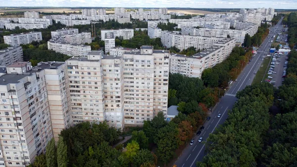 Foto Från Drönaren Kharkov Bostadsområde Norra Saltovka Från Fågelperspektiv Saltovka — Stockfoto
