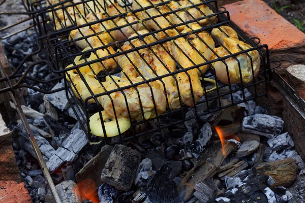 Izgarada Pişirilmiş Tavuk Şişleri — Stok fotoğraf