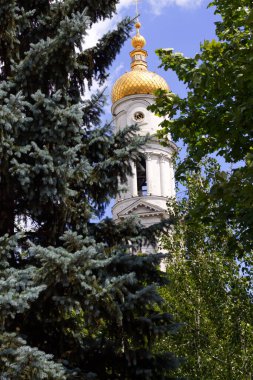 Harkov 'daki Kutsal Varsayım Katedrali' nin güzel manzarası