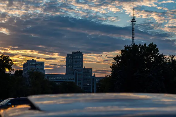 Beautiful Sunset Freedom Square Kharkiv City — Stock Photo, Image