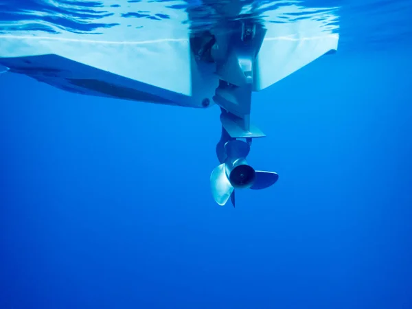 Boat propeller underwater in the Red Sea