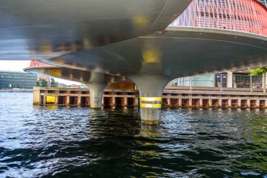 Danimarka, Kopenhag 'da Öresund Boğazı' nda tekne gezisi.