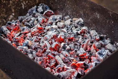 Et pişirmek için ızgarada ateş.