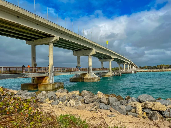 Long bridge over the Saint Sebastian River inlet in Florida.