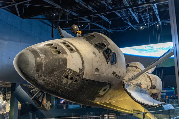 stock image Cargo bay doors open on the Atlantis Space Shuttle in Titusville Florida.