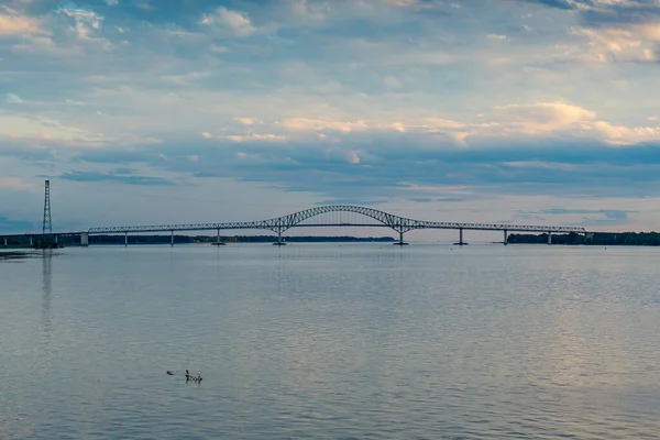 Длинный Мост Через Реку Святого Лаврентия Труа Ривьер Квебек Канада — стоковое фото