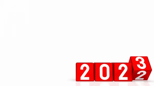 2023 Número Cubo Rojo Para Nuevo Año Concepto Negocio Renderin —  Fotos de Stock